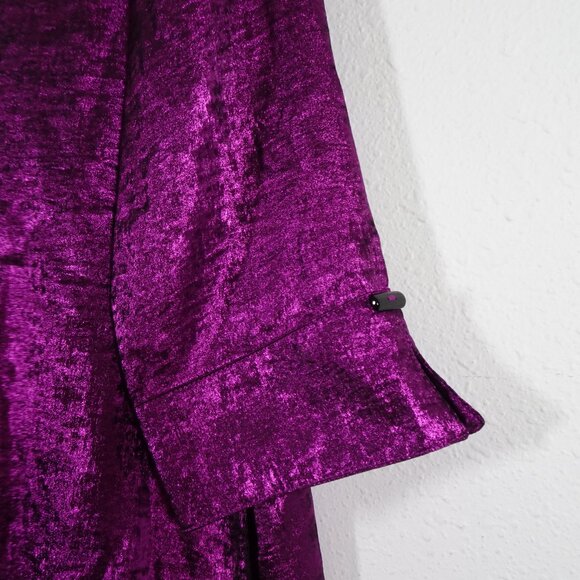 Ali Miles Tunic Top Women's Size L Purple Metallic 3/4 Sleeve Wire Collar - Picture 5 of 12